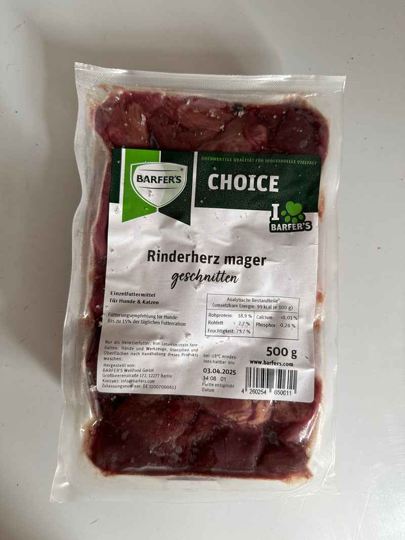 Rinderherz mager geschnitten