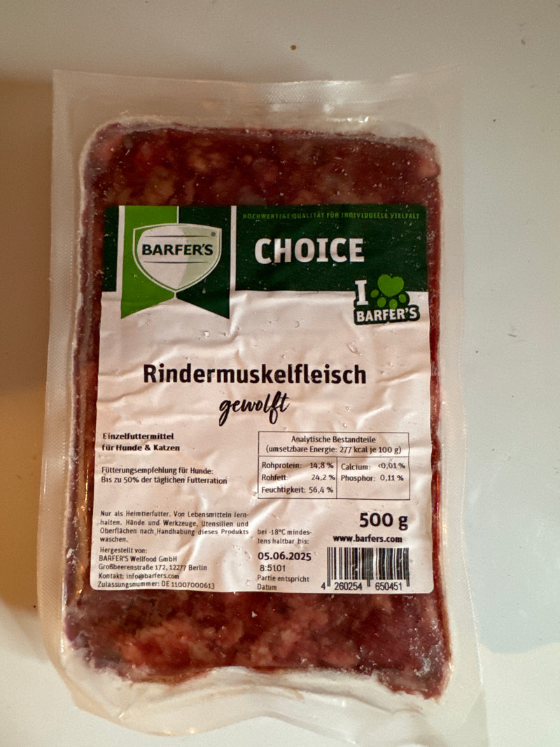 Rindermuskelfleisch gewolft 500gr