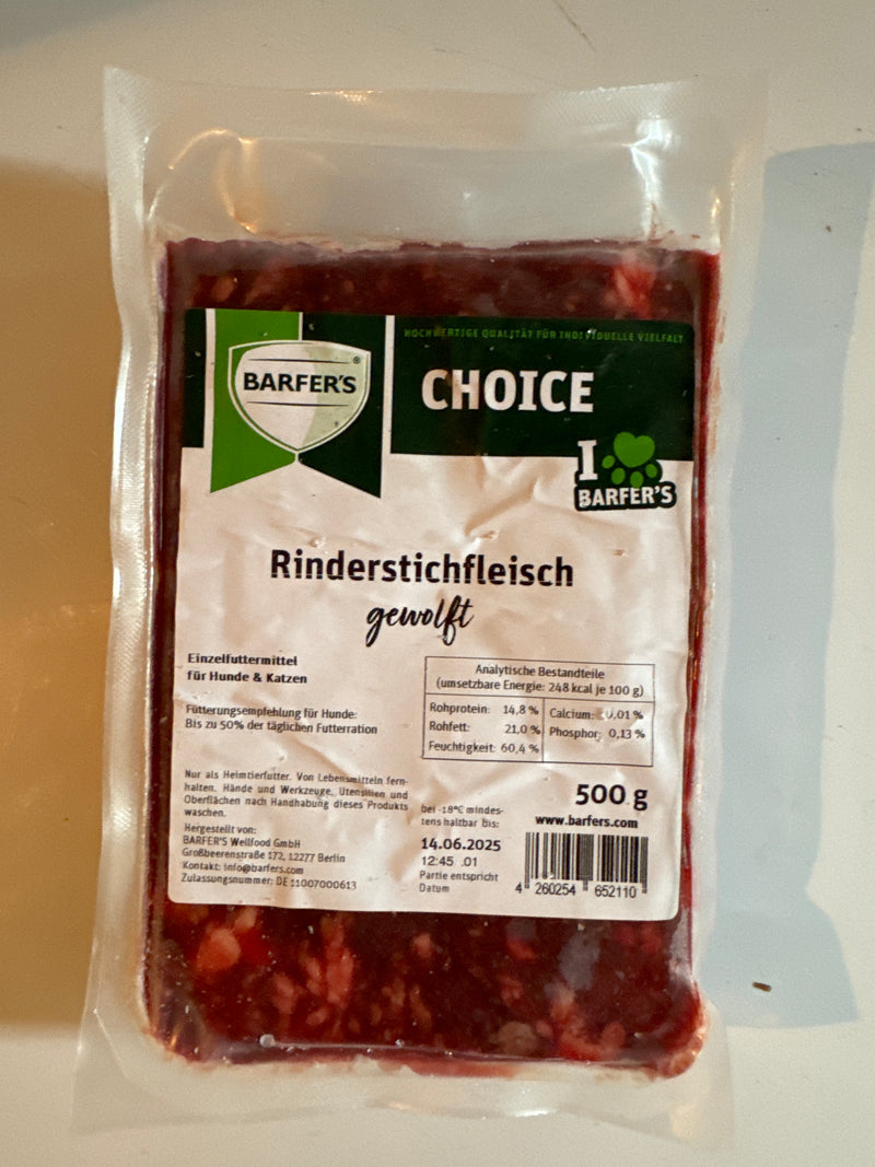 Rinderstichfleisch gewolft, 500 gr