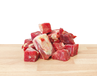 Rindermuskelfleisch,durchwachsen gewürfelt