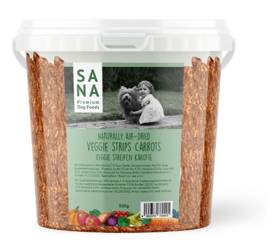SANA Dog Veggie Streifen Karotte 1 kg Eimer