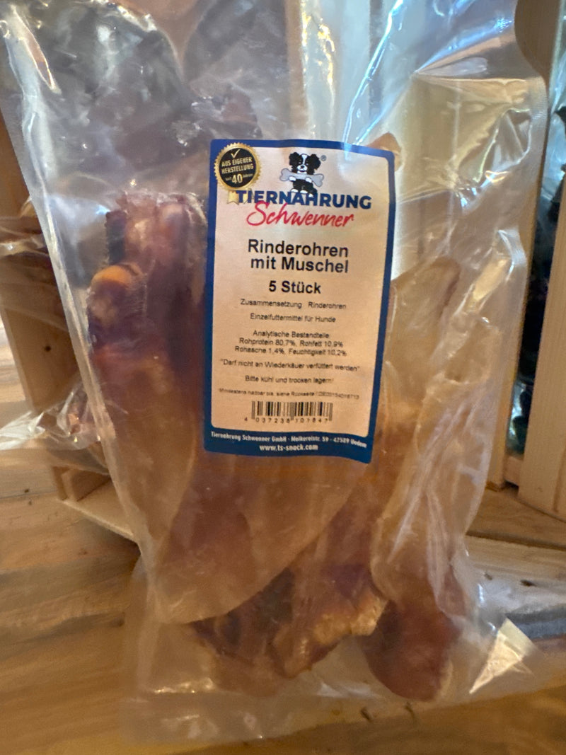 Rinderohren ohne Fell mit Muschel 5 St.