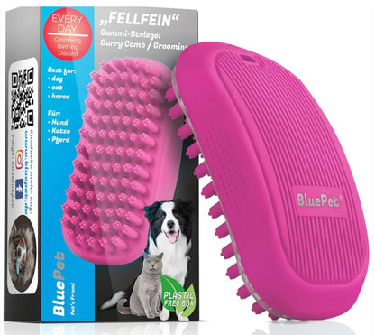 Fellfein Gummistriegel für Hunde rosa